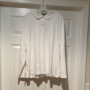 Lands' End White Long Sleeve Polo